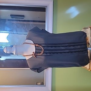 Ann Taylor Loft Shell Top Grey with Black Lace